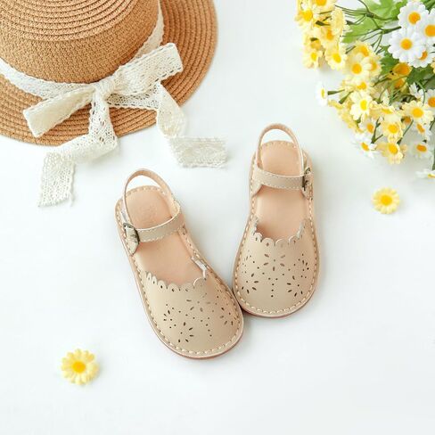 Flaryzone Toddler Little Girls Glitter Flower Open-Toe Flat Dress Sandals Summer Shoes in Kuwait