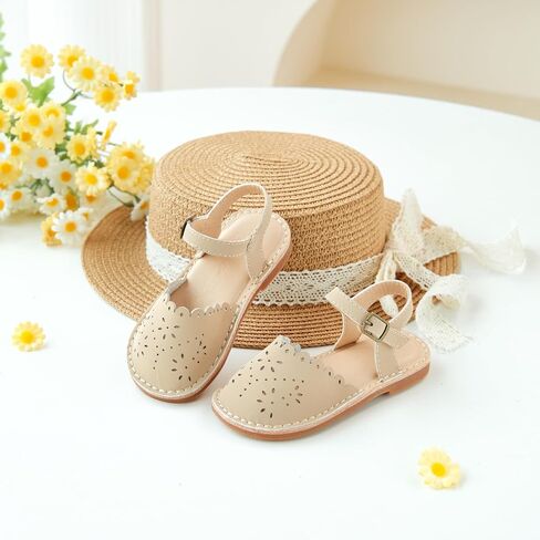 Flaryzone Toddler Little Girls Glitter Flower Open-Toe Flat Dress Sandals Summer Shoes in Kuwait