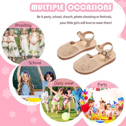 Flaryzone Toddler Little Girls Glitter Flower Open-Toe Flat Dress Sandals Summer Shoes in Kuwait