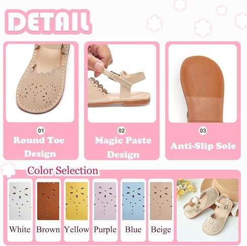 Flaryzone Toddler Little Girls Glitter Flower Open-Toe Flat Dress Sandals Summer Shoes in Kuwait