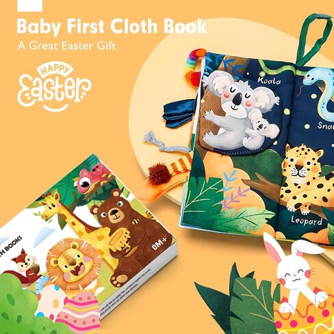 hahaland Baby Books 0-6 Months, Infant Tummy Time Toy High Contrast Sensory Toys 6 to 12 Months Touch Feel Book Baby Gifts for Boy Girl 0-3 Month Easter Basket Stuffers in Saudi Arabia