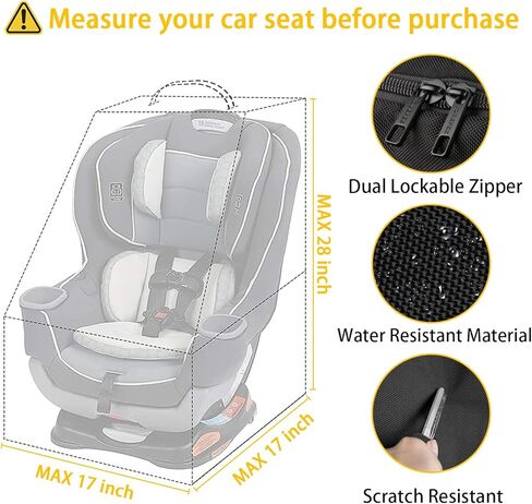YOREPEK Padded Car Seat Travel Bag Backpack for Airplane, Heavy Duty Car Seat Bags for Air Travel, Carseat Cover for Airplane Travel with Shoulder Strap, Car Seats Carrier for Airport, Black in Saudi Arabia