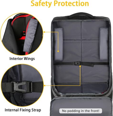 YOREPEK Padded Car Seat Travel Bag Backpack for Airplane, Heavy Duty Car Seat Bags for Air Travel, Carseat Cover for Airplane Travel with Shoulder Strap, Car Seats Carrier for Airport, Black in Saudi Arabia