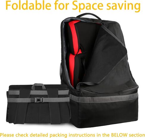 YOREPEK Padded Car Seat Travel Bag Backpack for Airplane, Heavy Duty Car Seat Bags for Air Travel, Carseat Cover for Airplane Travel with Shoulder Strap, Car Seats Carrier for Airport, Black in Saudi Arabia