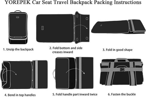 YOREPEK Padded Car Seat Travel Bag Backpack for Airplane, Heavy Duty Car Seat Bags for Air Travel, Carseat Cover for Airplane Travel with Shoulder Strap, Car Seats Carrier for Airport, Black in Saudi Arabia