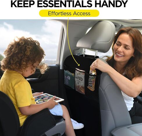 lebogner Back Seat Cover for Kids + 3 Pocket Storage Organizer, 2 Pack X-Large Waterproof Kick Mats, Car Backseat Protector (Pink, Kick Mats + 4 Organizer Pockets) in Saudi Arabia