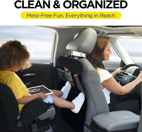 lebogner Back Seat Cover for Kids + 3 Pocket Storage Organizer, 2 Pack X-Large Waterproof Kick Mats, Car Backseat Protector (Pink, Kick Mats + 4 Organizer Pockets) in Saudi Arabia