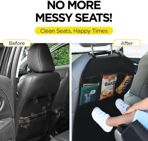 lebogner Back Seat Cover for Kids + 3 Pocket Storage Organizer, 2 Pack X-Large Waterproof Kick Mats, Car Backseat Protector (Pink, Kick Mats + 4 Organizer Pockets) in Saudi Arabia