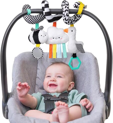 Itzy Ritzy Spiral Car Seat & Stroller Activity Toy - Stroller & Car Seat Toys for Ages 0 Months and Up - Hanging Toys Include Clinking Rings, Mirror and Textured Ribbons (Rainbow) in Saudi Arabia