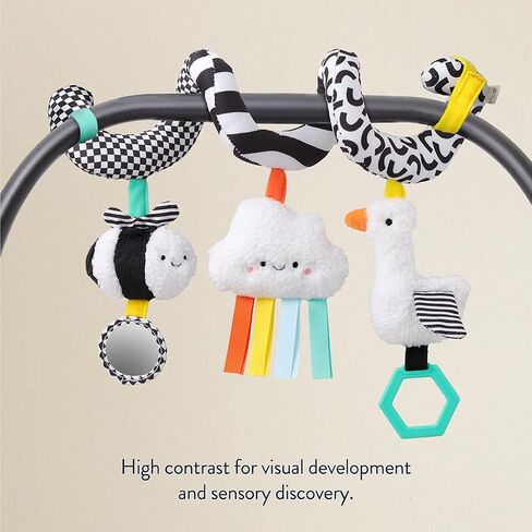 Itzy Ritzy Spiral Car Seat & Stroller Activity Toy - Stroller & Car Seat Toys for Ages 0 Months and Up - Hanging Toys Include Clinking Rings, Mirror and Textured Ribbons (Rainbow) in Saudi Arabia