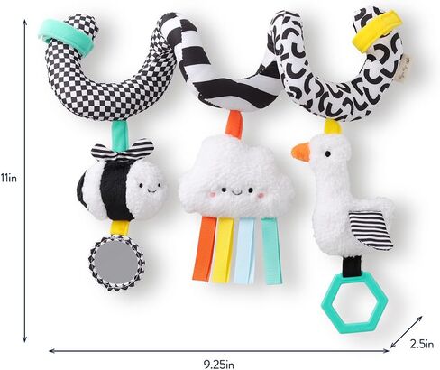 Itzy Ritzy Spiral Car Seat & Stroller Activity Toy - Stroller & Car Seat Toys for Ages 0 Months and Up - Hanging Toys Include Clinking Rings, Mirror and Textured Ribbons (Rainbow) in Saudi Arabia