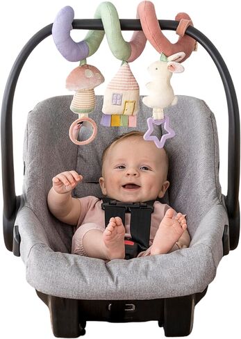 Itzy Ritzy Spiral Car Seat & Stroller Activity Toy - Stroller & Car Seat Toys for Ages 0 Months and Up - Hanging Toys Include Clinking Rings, Mirror and Textured Ribbons (Rainbow) in Saudi Arabia