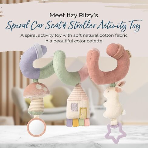 Itzy Ritzy Spiral Car Seat & Stroller Activity Toy - Stroller & Car Seat Toys for Ages 0 Months and Up - Hanging Toys Include Clinking Rings, Mirror and Textured Ribbons (Rainbow) in Saudi Arabia
