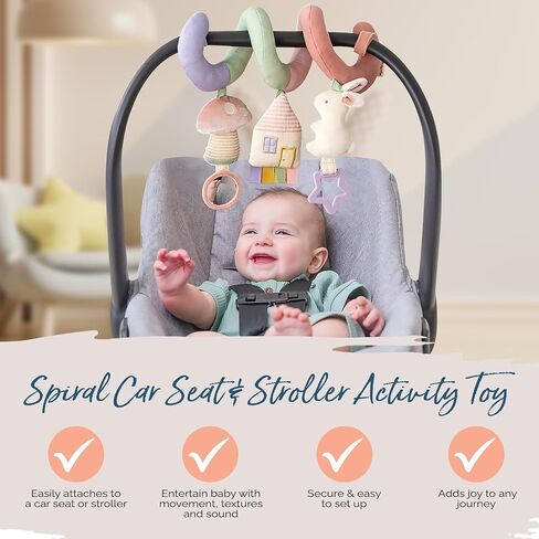 Itzy Ritzy Spiral Car Seat & Stroller Activity Toy - Stroller & Car Seat Toys for Ages 0 Months and Up - Hanging Toys Include Clinking Rings, Mirror and Textured Ribbons (Rainbow) in Saudi Arabia