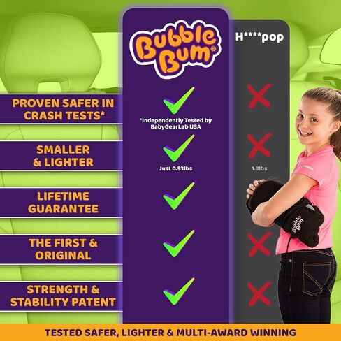 Bubblebum Booster Car Seat, Inflatable Booster Seat for Kids, Travel Carseat, Backless Portable Child Safety Seats for Car, Inflatable Seats for Cars 40-100 lbs, for 4 Year Old + Toddler, Kid - Black in Saudi Arabia