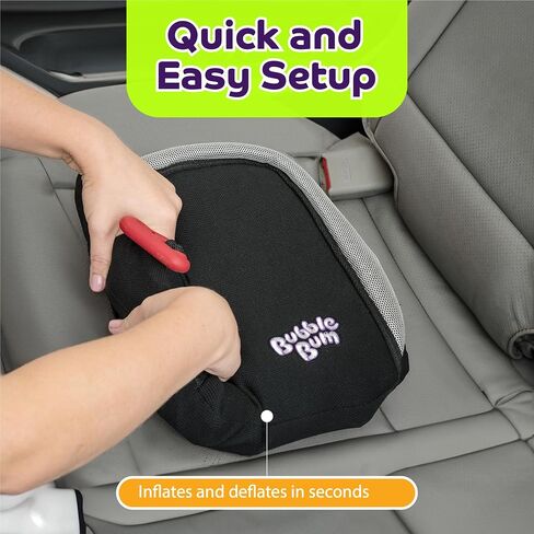 Bubblebum Booster Car Seat, Inflatable Booster Seat for Kids, Travel Carseat, Backless Portable Child Safety Seats for Car, Inflatable Seats for Cars 40-100 lbs, for 4 Year Old + Toddler, Kid - Black in Saudi Arabia