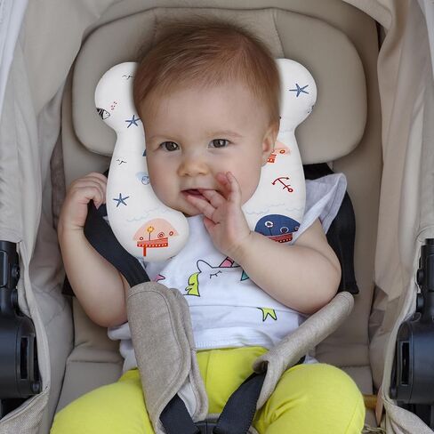 Baby Travel Pillow, Upgrade U-Shape Infant Pillow for Car Seat Pushchair and Stroller, Soft Comfortable Sleep Cushion for Kids Newborn and Toddler -Blue Bear in Saudi Arabia