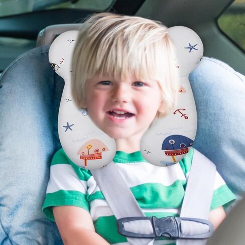 Baby Travel Pillow, Upgrade U-Shape Infant Pillow for Car Seat Pushchair and Stroller, Soft Comfortable Sleep Cushion for Kids Newborn and Toddler -Blue Bear in Saudi Arabia
