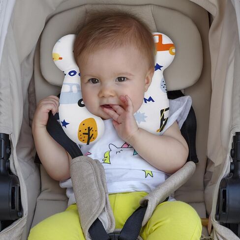 Baby Travel Pillow, Upgrade U-Shape Infant Pillow for Car Seat Pushchair and Stroller, Soft Comfortable Sleep Cushion for Kids Newborn and Toddler -Flower Red, Medium in Saudi Arabia