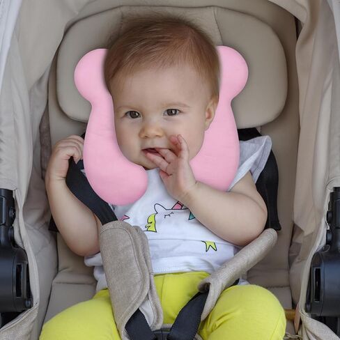 وسادة سفر الطفل ، ترقية وسادة u اطفان على شكل u للسيارة على كرسي السيارة والعربة ، وسادة النوم المريحة ناعمة للأطفال حديثي الولادة والأطفال الصغار -أبيض Starfish in Kuwait