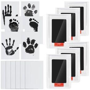 طقم من 6 عبوات يدوية ومسمة ، طقم طباعة حبر PAW للكلاب ، مجموعة طباعة أنف الكلاب ، مجموعة طباعة الكلب-مجموعة البصمة مع ملمس نظيف ، 12 بطاقة بصمة (طائرة أسود)