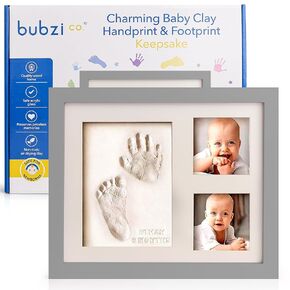 Bubzi Co Baby Footprint Kit, Baby Foot and Hand Print Kit, Baby Keepsake Frame, Nursery Pictures Frames, Hand Print Mold Kit, New Mom Gifts, Baby Newborn Essentials Must Haves, Baby Shower Gifts