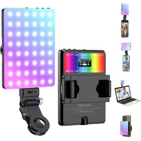 ENEGON RGB Video Light, Built-in 4000mAh Rechargeable Battery LED Camera Light Full Color 24 Common Light Effects, CRI≥95 2500-9000K LED Video Light Panel with Power Bank Function.
