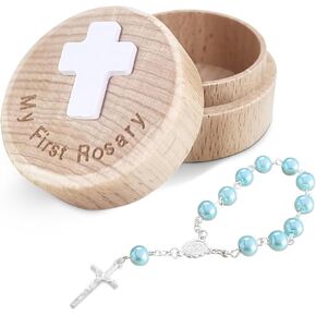 TBTFW My First Rosary, Baptism Keepsake Box, Catholic Baptism Gifts for Boys, Rosary for Baby Birthday and Shower