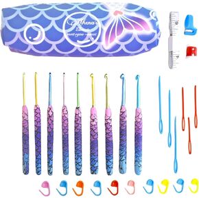 Best Crochet Hook Set with Ergonomic Cushioned Handles for Extreme Comfort. Perfect Crochet Hooks for Arthritic Hands, Smooth Knitting Needles for Superior Results & Knitting Accessories