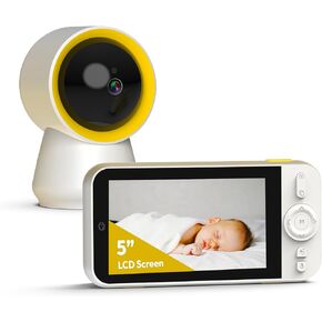 Ellie Baby Monitor, 5" IPS Screen, 1080P HD No WiFi Camera, 6000mA Battery Life, 1000ft Long Distance, Smart Monitoring: Cry Detection, Virtual Fench, Sleep Analysis, 24hrs Playback, Anti-Noise