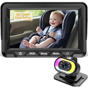 Baby Car Camera for Backseat – HD 1080P, 150° Wide Angle, Night Vision, Easy Installation, Adjustable LED Light, 4.3" LCD Display, Anti-Glare, Safety Monitor for Parents