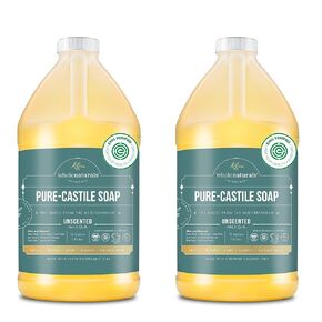 Pure Castile Soap Liquid, EWG Verified & Certified Palm Oil Free Unscented, Natural, Mild & Gentle Non-gmo & Vegan - Organic Body Wash, Laundry, Pet/Dog and Baby Soap - 64 Fl Oz