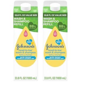 Johnson's Head-to-Toe Gentle Tear-Free Baby & Newborn Wash & Shampoo, Sulfate-, Paraben- Phthalate- & Dye-Free, Hypoallergenic Wash for Sensitive Skin & Hair, 27.1 fl. Oz