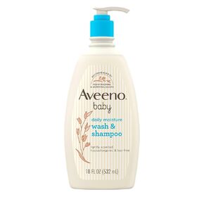 Aveeno Baby Daily Moisture غسل وشامبو مع مستخلص الشوفان ، و 2 في 1 غسل حمام الأطفال وشامبو الشعر ، والدموع والبارابين خالية من الشعر والبشرة الحساسة ، معطرة خفيفة ، 18 فلوريدا. أوز