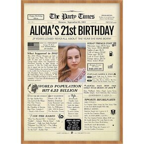 21st Birthday Decorations, Happy 21 Year Old Birthday Poster, 21st Birthday Gift For Him, Her, Boys, Girls, Son, Daughter, Back To The Year You Born Decor (8"x12")
