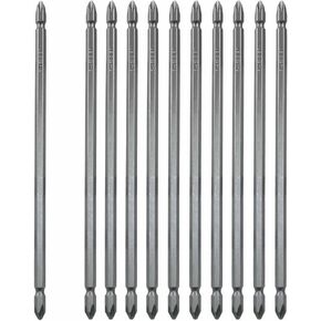 10PCS PH2 Phillips Double Ended Screwdriver Bits, 1/4 Inch Hex Shank, 2.5 Inch / 65 mm Length S2 Steel Tool Accessory