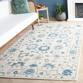 SAFAVIEH Aspen Collection Runner Rug - 2'3" x 8', Ivory & Blue, Western Design, Ideal for High Traffic areas in Entryway, Kitchen & Bathroom (APN651A-28)
