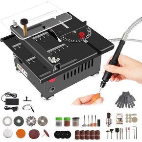 Mini Table Saw, 7 Speed Adjustable Electric Small Table Saw, Liftable Mini Saw Table Tool Kit for Desktop DIY Craft Wood Cutter Engraving Polishing