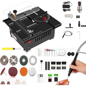 Mini table Saw, 7 Speed Adjustable Power Supply,Multi-Functional mini Table Saw for Crafts, Speed & Angle Adjustable, DIY Machine for Wood,Acrylic,Plastic,PCB cutting