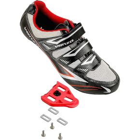 Venzo Bicycle Women's Road Cycling Riding Shoes - 3 Straps - Compatible with Look Delta & for Shimano SPD-SL - Perfect for Road Racing Bikes Black Color 44