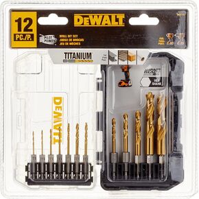 DEWALT Drill Bit Set, Titanium Impact Ready, Ideal for Metal, Wood, and Plastic, 12 Piece (DD5152)
