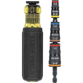 Klein Tools 80083 Klein Tools 80083 Impact Driver Kit with 7-in-1 SAE Impact Socket Set and 14-in-1 Multi-Bit Adjustable Length Screwdriver, 2-Piece