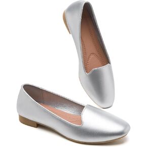 BABUDOG Womens Flats with Synthetic Leather,Classic Black and White Flats Shoes,Dress Shoes for Women