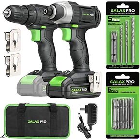 GALAX PRO Impact Driver 20 V Lithium Ion 1/4" Hex Cordless Driver with LED Work Light, 6 Pieces Screwdriver Bits, Variable Speed (0-2800 RPM)- 1.3 Ah Battery and Charger Included
