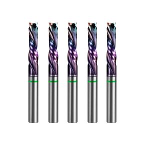 1/4 Inch Shank Spiral Compression Router Bit with DLC Coating - Solid Carbide CNC End Mill for Wood Carving, Engraving, and Grooving - 1/4 Inch Cutting Diameter, 1 Inch Cutting Length