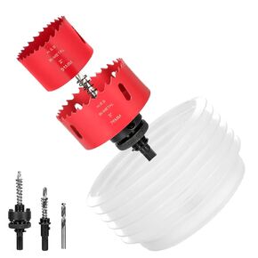 4 Inch/102 mm & 6 Inch/152 mm Hole Saw with Arbor for Recessed Lighting Includes Dust Bowl for 95% Dust Collection, 1.4 inch Cutting Depth HSS Bi-Metal Hole Saw Kit for Wood, Drywall, Metal