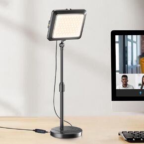 Video Conference Light for Computer, Soft Zoom Lighting for Laptop Webcam Home Office, Dimmable Desk Ring Lamp with Stand for Video Calls, Meeting, Conferencing, Streaming