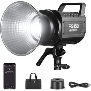 Neewer FS150 LED Video Light 2.4g/App Control ، 130W 5600K COB ضوء النهار التصوير الصامت إضاءة الإخراج المستمر 4 أنواع التعتيم الدقيقة 102000LUX/1M CRI97+ 9 تأثيرات بوينس in Kuwait