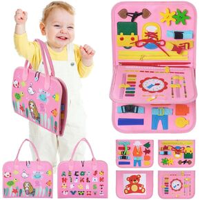 INKLAB Busy Board Montessori Toys for 1 2 3 4 Year Old, Sensory Toys for Toddlers 1-3, Montessori Busy Book, First Birthday Gifts for Boys & Girls