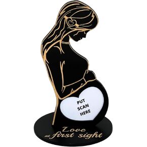 Heart's Sign's Baby Viths Frame - توقع هدية أمي للصديق الحامل | هدايا الزوجة الحامل من الزوج | هدية إطار الصخور للنساء الحوامل (الأسود - القلب)